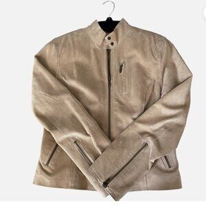 CONTEXT Suede Leather Jacket Size 6 in Cappucino for women sooooo_cute sooooo_cu